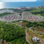 Gambar udara Pemukiman Baru Desa Kawasi, Pulau Obi, Halmahera Selatan